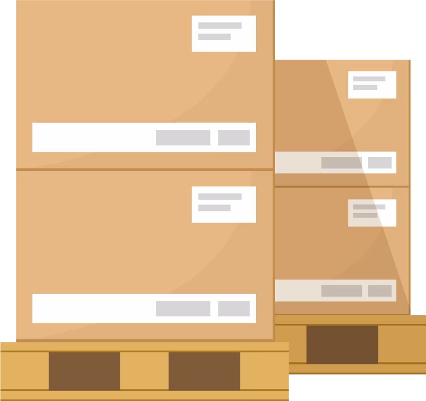 Pallet delivery and process illustration